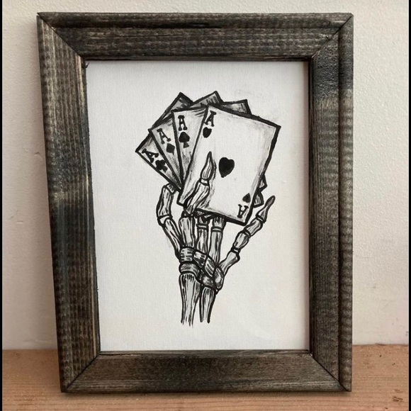 “Holds All The Aces” Skeleton Painting - Picture 2 of 3